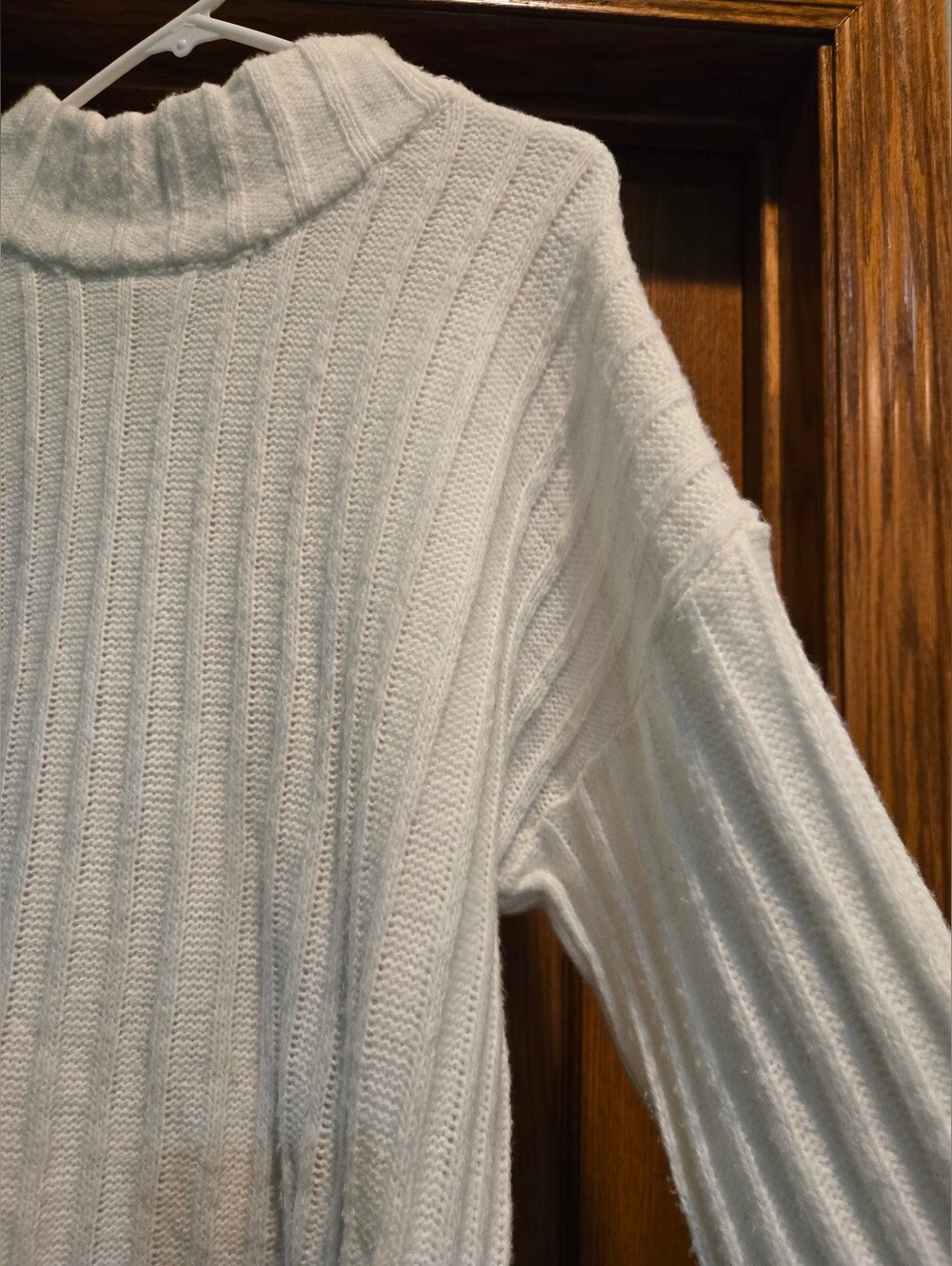 Time and Tru Cream Ribbed Cowl Neck Sweater - Picture 11 of 15